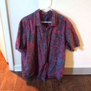 Men's red floral button down